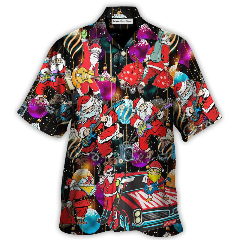 Christmas Guitar Music And Santa Merry Very Xmas - Hawaiian Shirt - Reefox