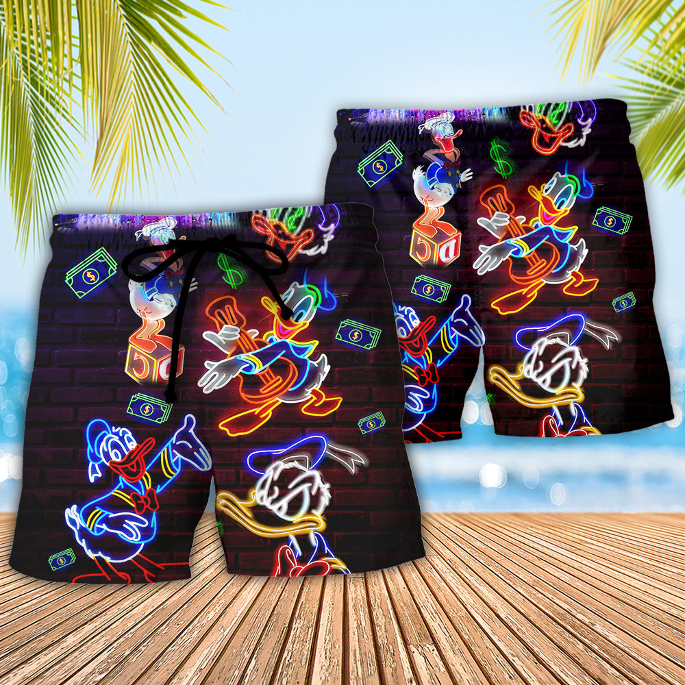 Donald Duck Happy Money Neon Sign - Beach Short Aloha Closet