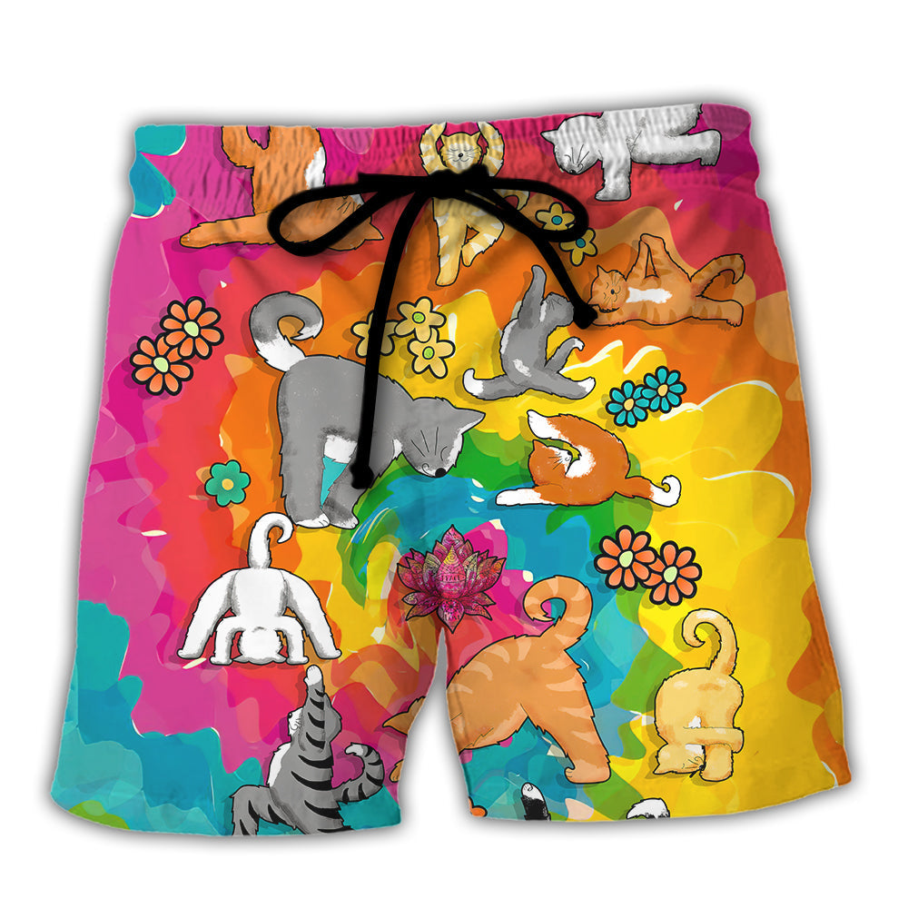 Yoga Cat Funny Inhale The Good Sh!t Exhale The Bullsh!t - Beach Short Reefox
