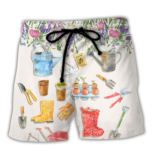 Gardening I Garden So I Don't Choke People Flowers Vintage Art - Beach Short Reefox