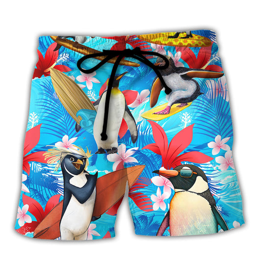 Surfing Funny Penguin Surfing Dad Like A Regular Dad But Cooler Lover Surfing - Beach Short Reefox