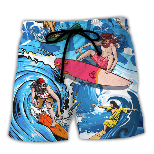 Surfing Haters Will See You Walk on Water and Say It's Because You Can't Swim Lover Jesus and Surfing - Beach Short Reefox