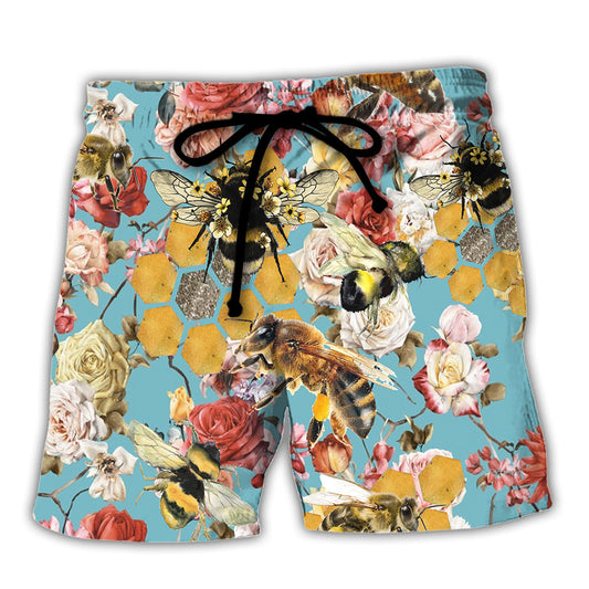 Bee Let Make Gorgeous Roses So Beatiful - Beach Short - Owls Matrix LTD