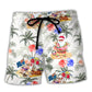 Christmas In July Santa Enjoy Time For Some Beach Therapy - Beach Short Reefox