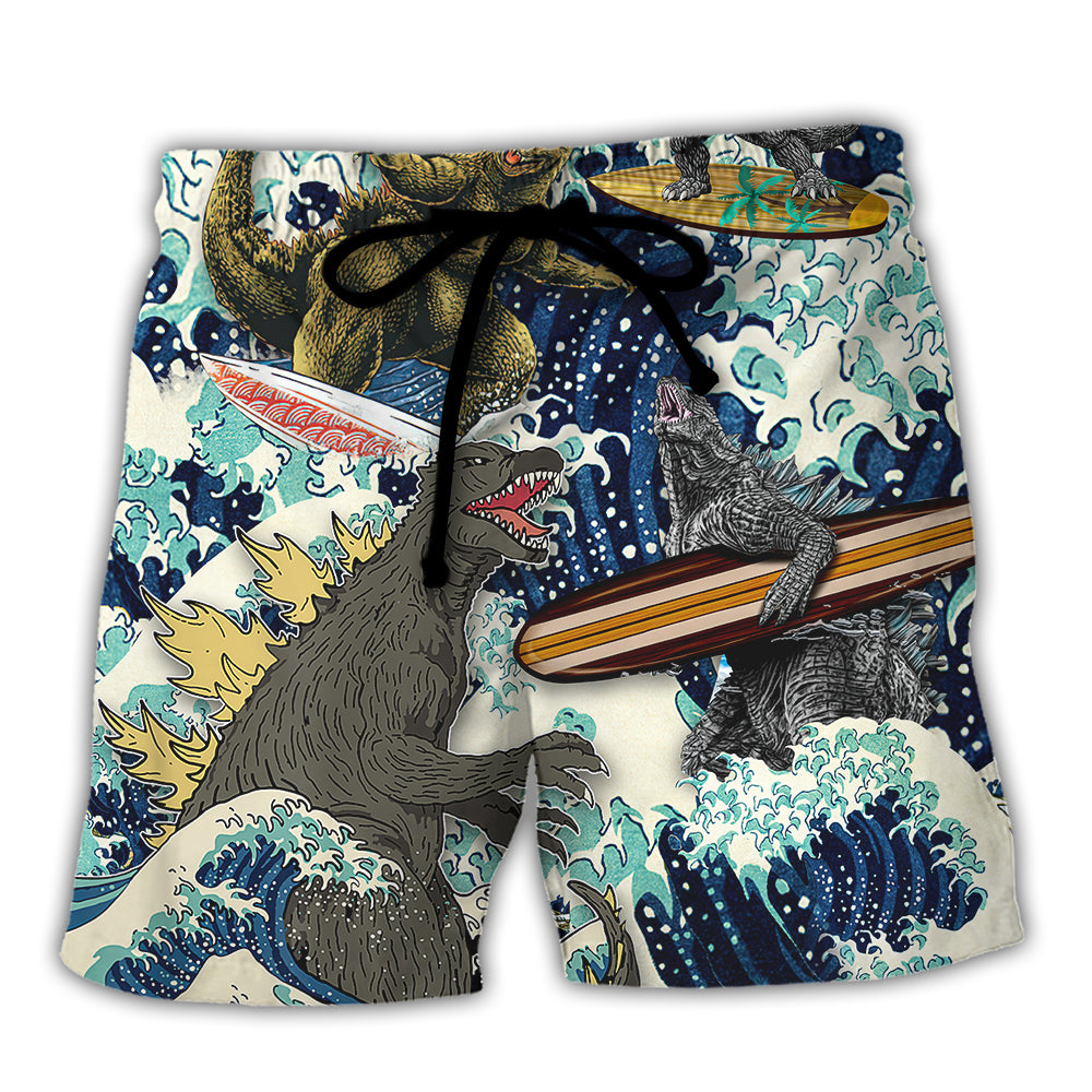 Surfing Funny Godzilla Sorry I Can't I have a Board Meeting Lovers Surfing - Beach Short Reefox