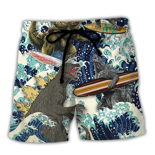 Surfing Funny Godzilla Sorry I Can't I have a Board Meeting Lovers Surfing - Beach Short Reefox