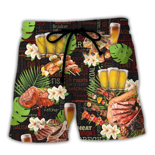 Barbecue Funny BBQ Beer Warning BBQ In Progress BBQ Zone - Beach Short