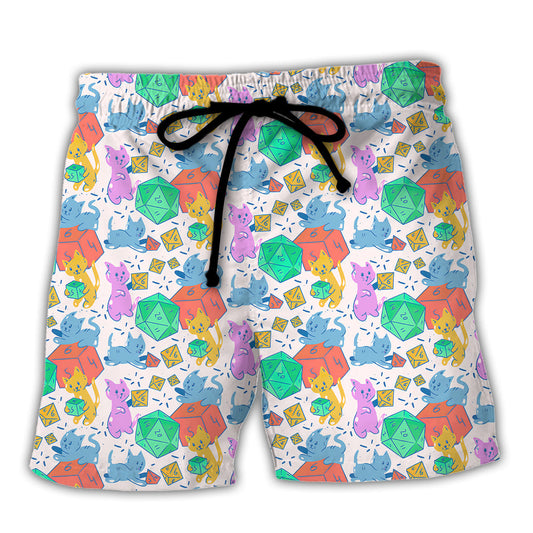 DnD Cat Cute Rolling Dice - Beach Short
