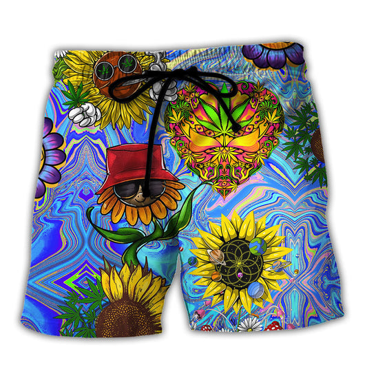 Hippie Sunflowers Stay Trippy Little Hippie - Beach Short Reefox - Owls Matrix LTD