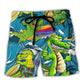 Surfing Funny Crocodile You Can't Stop The Waves But You Can Learn to Surf Lovers Surfing - Beach Short Reefox