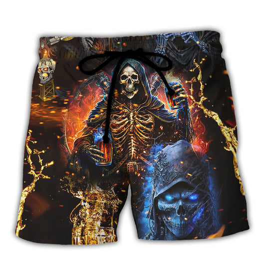 Skull Hello My Darkness My Old Friend I've Come To Drink With You Again - Beach Short Reefox