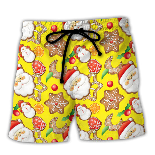 Beach Short / Adults / S Christmas Santa Snowman Gingerbread And Sweets - Beach Short Reefox - Owls Matrix LTD