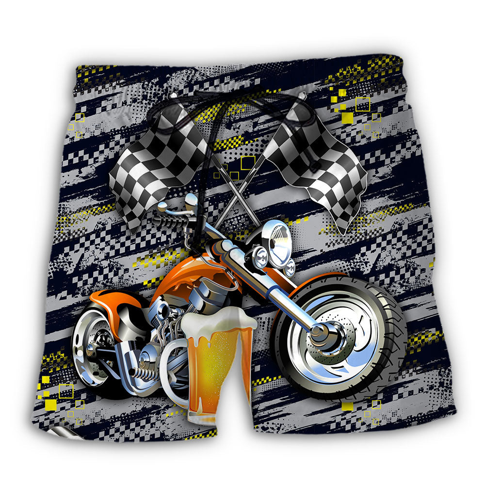 Beach Short / Adults / S Beer I Like Beer And Motocycles And Maybe 3 People - Beach Short Reefox - Owls Matrix LTD