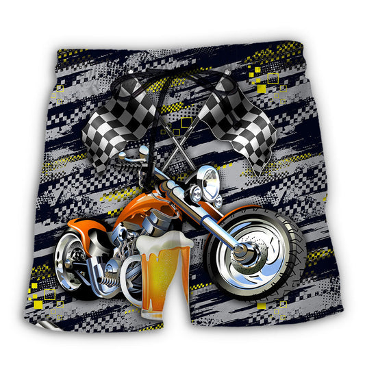 Beach Short / Adults / S Beer I Like Beer And Motocycles And Maybe 3 People - Beach Short Reefox - Owls Matrix LTD
