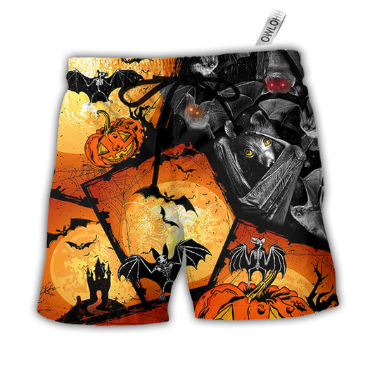 Beach Short / Adults / S Halloween Bat Pumpkin Scary - Beach Short Reefox - Owls Matrix LTD