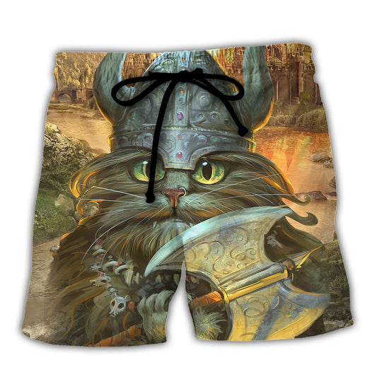 Beach Short / Adults / S Viking Cat Hagar The Hairy Came To Purr And Pillage - Beach Short Reefox - Owls Matrix LTD