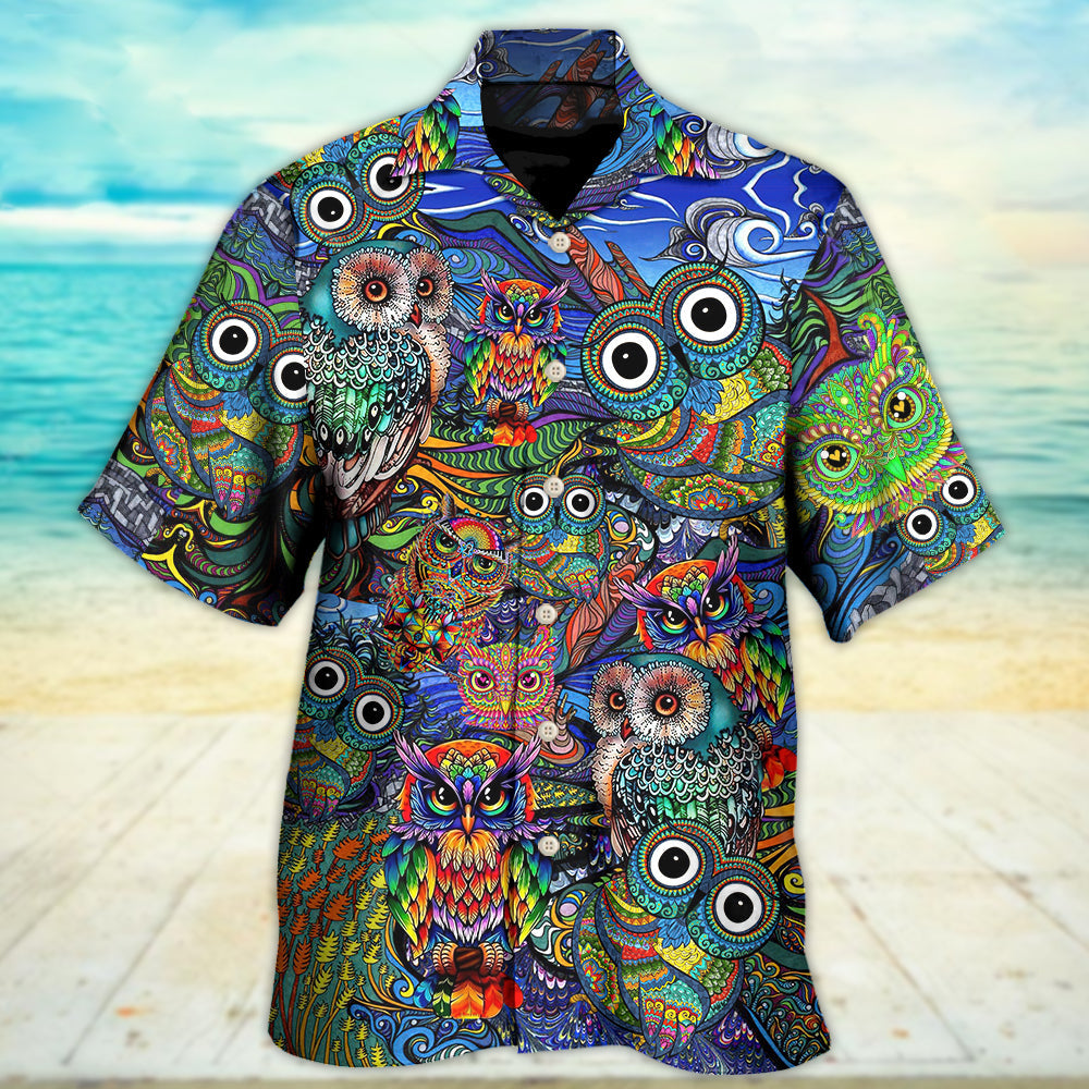 Hippie Owls Peace Life Mix Color Nice Style - Hawaiian Shirt - Reefox