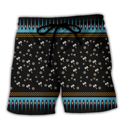 Viking Christmas Deck The Halls With Axes And Shields - Beach Short Reefox - Owls Matrix LTD
