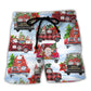 Beach Short / Adults / S Gnome And Christmas Truck Merry Xmas - Beach Short Reefox - Owls Matrix LTD
