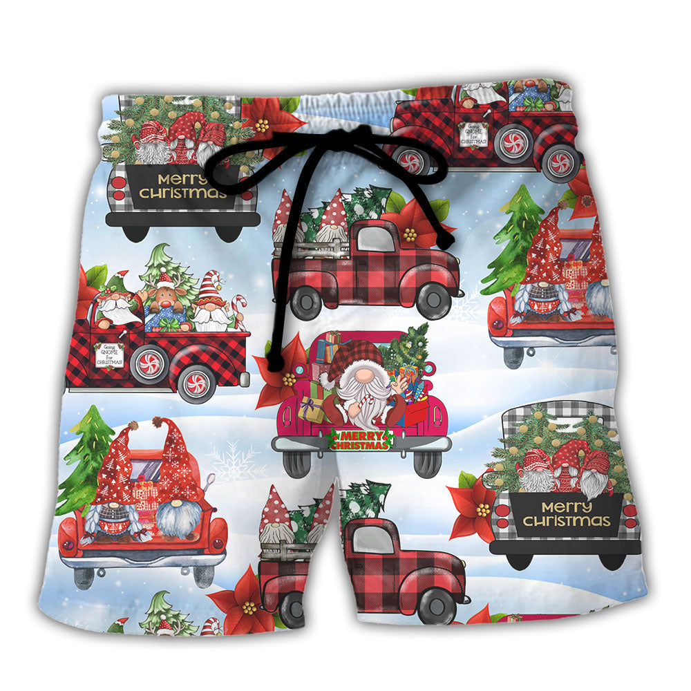 Beach Short / Adults / S Gnome And Christmas Truck Merry Xmas - Beach Short Reefox - Owls Matrix LTD