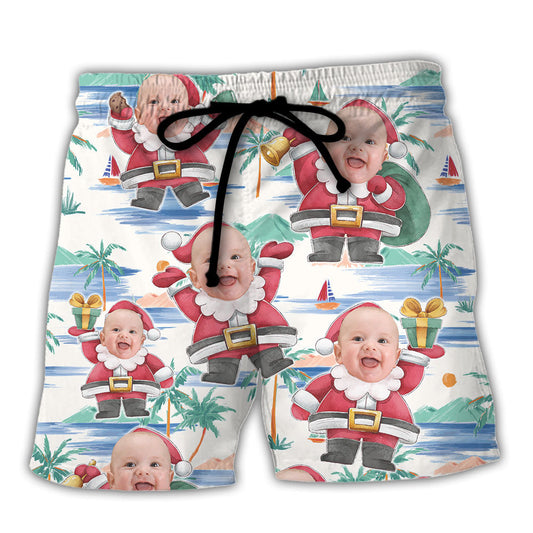 Beach Short / Adults / S Christmas Santa Summer Beach Custom Photo - Beach Short Reefox - Owls Matrix LTD