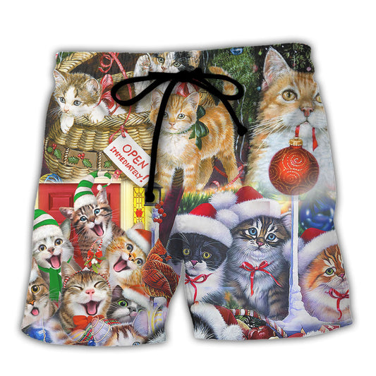 Beach Short / Adults / S Christmas Cat Love Xmas - Beach Short Reefox - Owls Matrix LTD