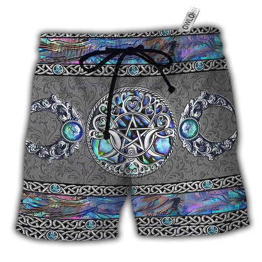 Beach Short / Adults / S Wicca Mystery Spirit Triple Moon Witch - Beach Short Reefox - Owls Matrix LTD