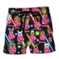 Dog Of DN Funny Dog Flower Neon Style Lovers Dog - Beach Short Aloha Closet