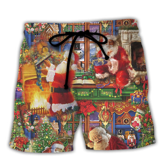 Beach Short / Adults / S Santa Claus Christmas Merry Xmas - Beach Short Reefox - Owls Matrix LTD