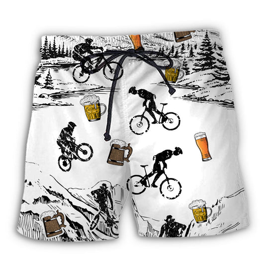 Beach Short / Adults / S Beer I Like Beer And Moutain Bikes - Beach Short Reefox - Owls Matrix LTD
