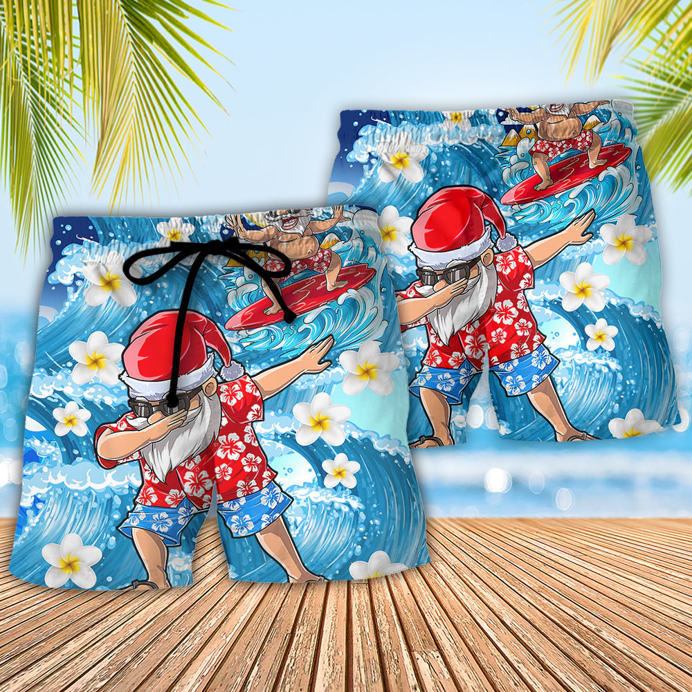 Christmas In July Dabbing Santa Funny Summer - Beach Short Reefox