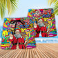 Christmas In July Santa Hippie Sending Gift In Summer - Beach Short Reefox