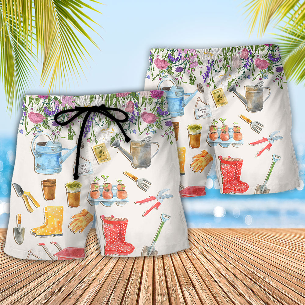 Gardening I Garden So I Don't Choke People Flowers Vintage Art - Beach Short Reefox