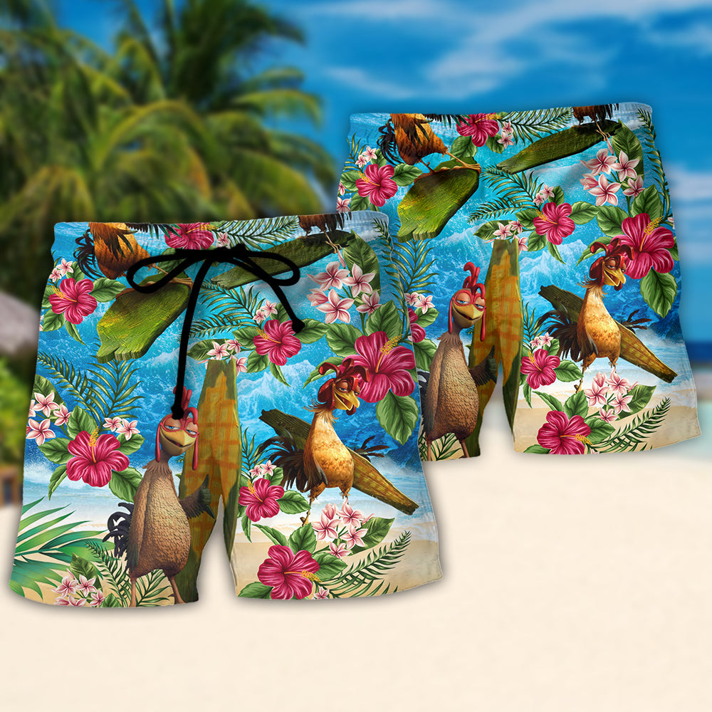 Surfing Funny Chicken Respect The Locals Lovers Surfing Tropical - Beach Short Reefox