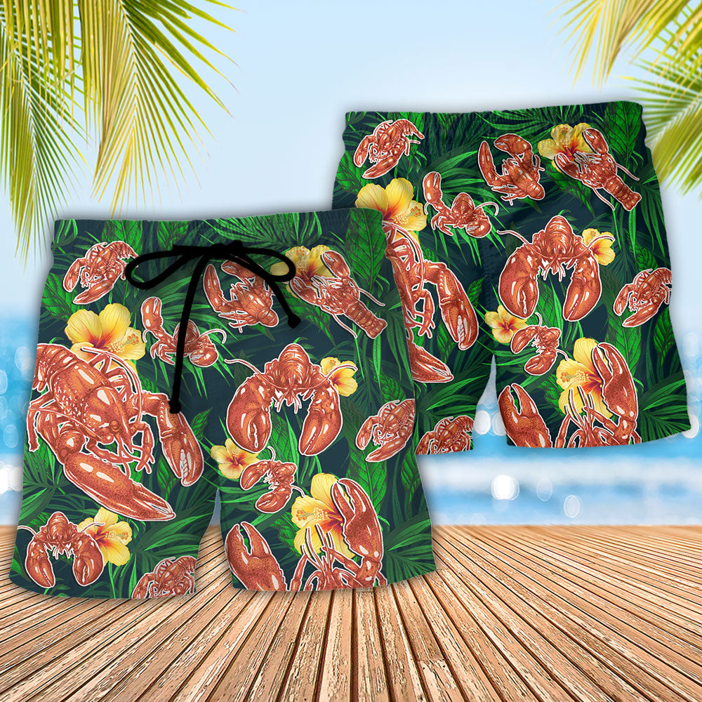 Lobster What Happened When The Crustacean Funny Quote Tropical Vibe Amazing Style - Beach Short Reefox