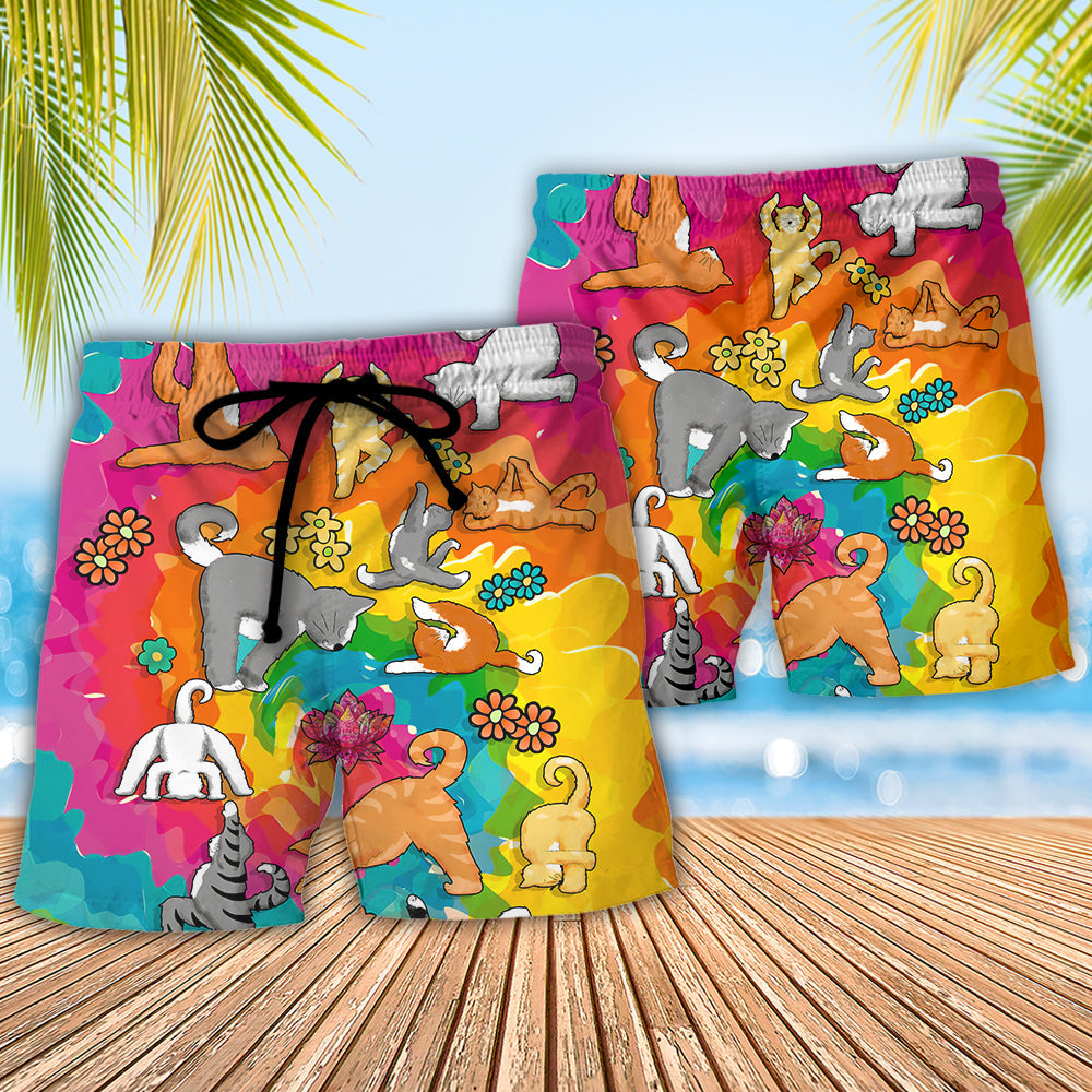 Yoga Cat Funny Inhale The Good Sh!t Exhale The Bullsh!t - Beach Short Reefox