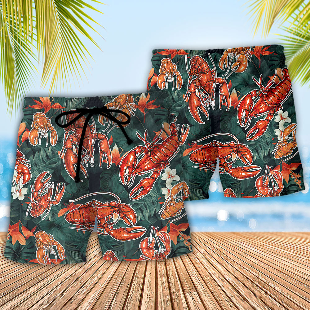 Lobster It's A Known Fact That Lobsters Fall In Love Tropical Vibe Amazing Style - Beach Short Reefox