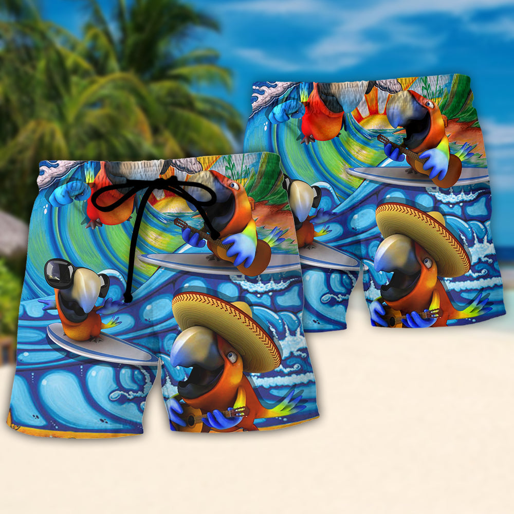 Surfing Funny Parrot Too Much Work Not Enough Surfing Lovers Surfing - Beach Short Reefox