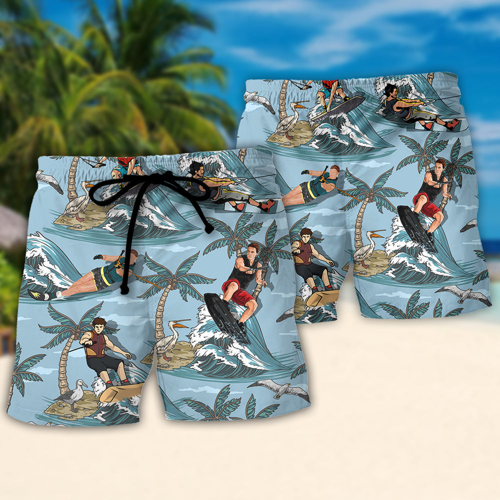 Waterskiing Never Underestimate An Old Man Who Loves Water Skiing Lover Beach - Beach Short Reefox