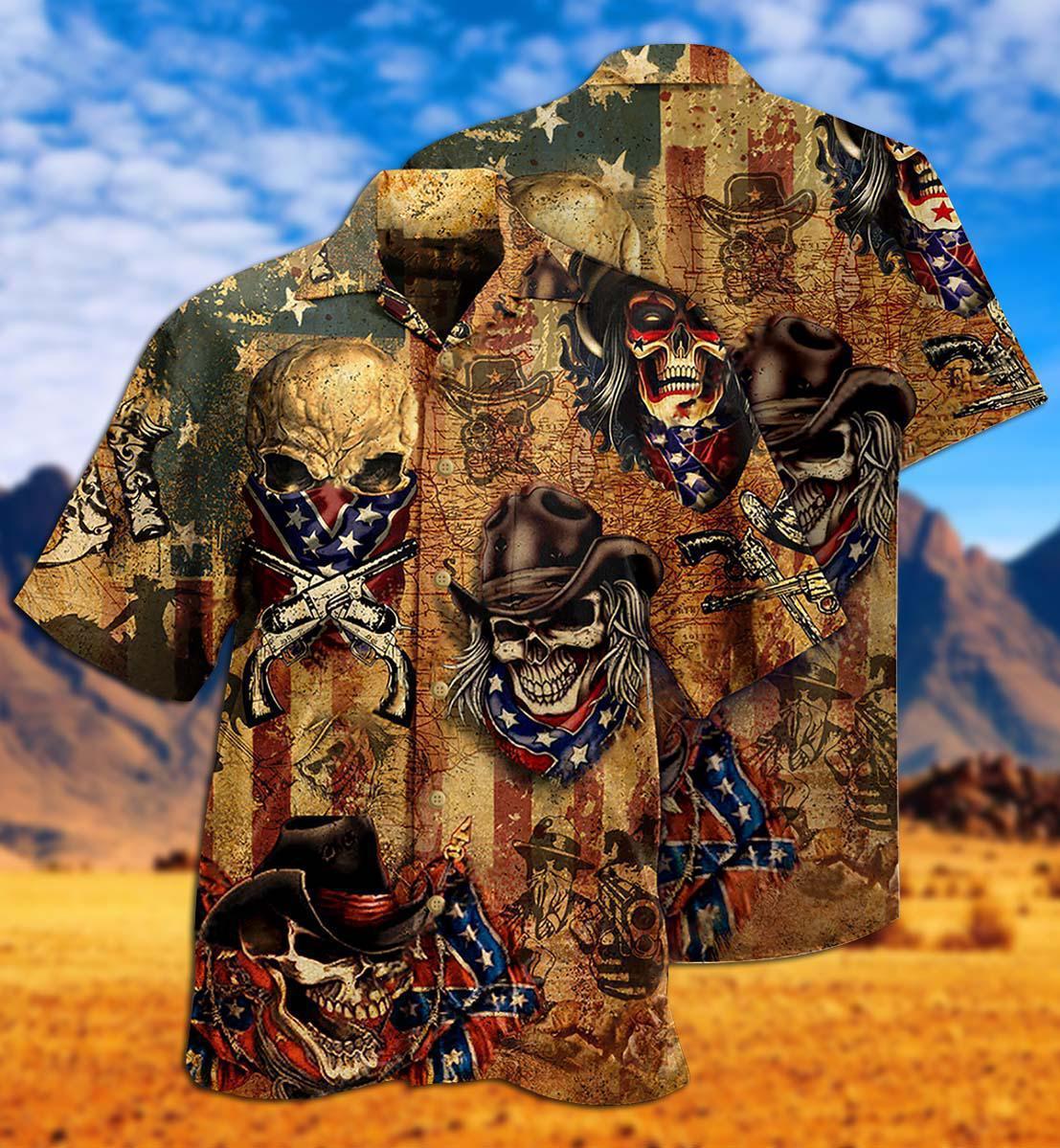 Cowboy Skull America Vintage Style - Hawaiian Shirt - Reefox