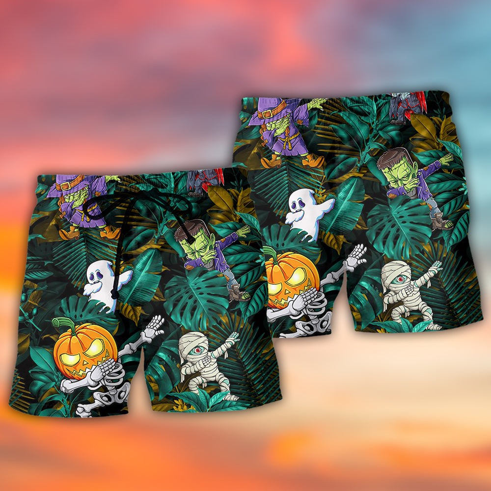 Halloween Dabbing Skeleton Zombie Style - Beach Short Reefox - Owls Matrix LTD