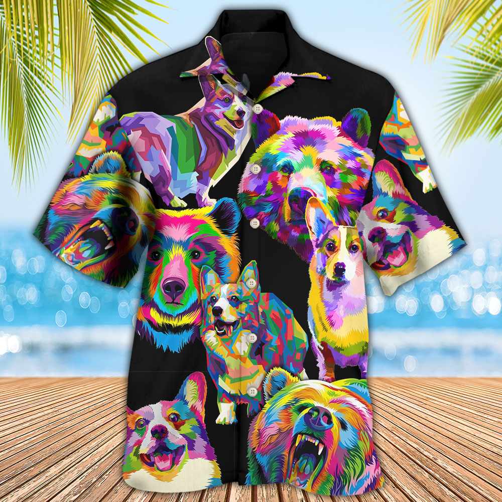 Corgi Dog I Like Dogs And Bears - Hawaiian Shirt - Reefox
