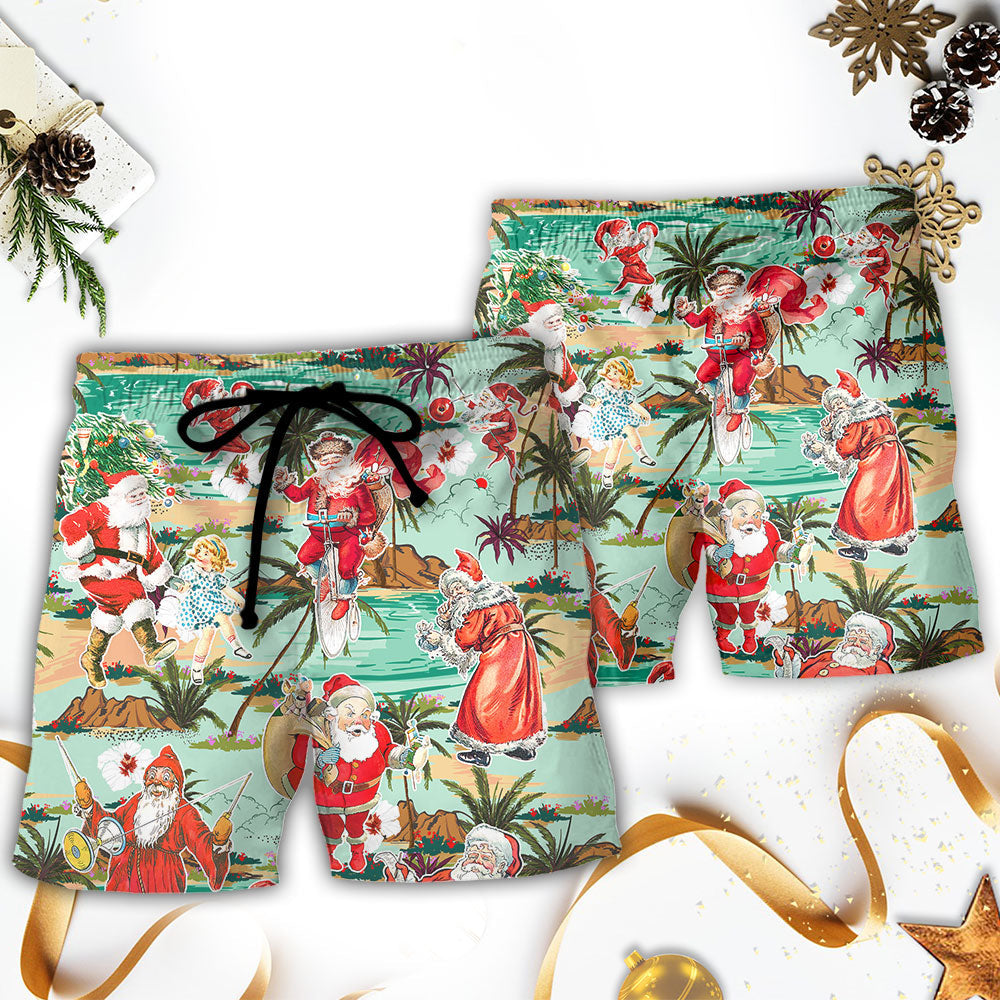 Christmas Santa Vacation Beach Joyful - Beach Short Reefox - Owls Matrix LTD