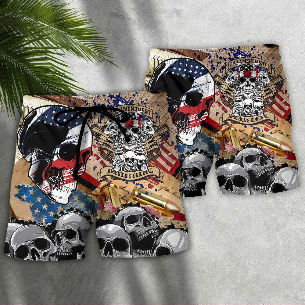 America 2nd Amendment Skull - Beach Short Reefox - Owls Matrix LTD