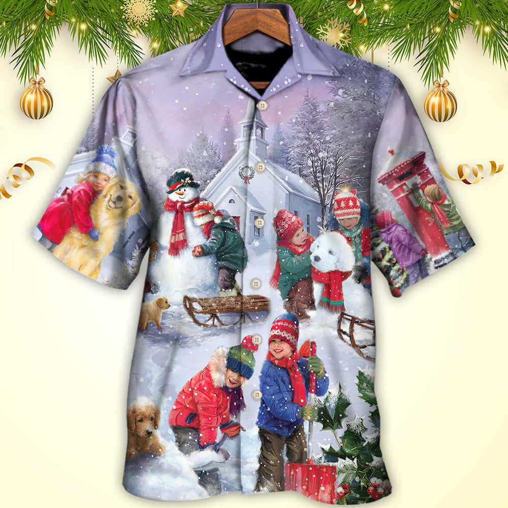 Christmas Children Love Christmas Chilling With Homie Art Style - Hawaiian Shirt - Reefox