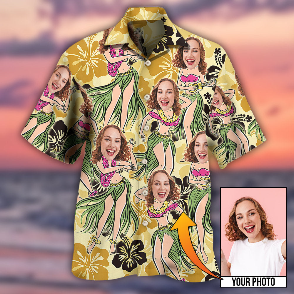 Woman Face Custom Photo Aloha Tropical - Hawaiian Shirt - Reefox