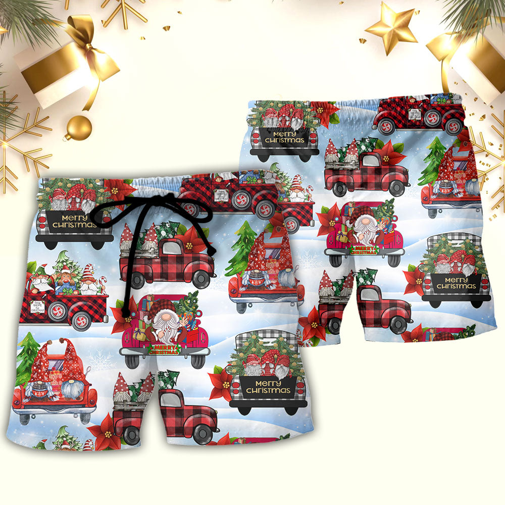Gnome And Christmas Truck Merry Xmas - Beach Short Reefox - Owls Matrix LTD