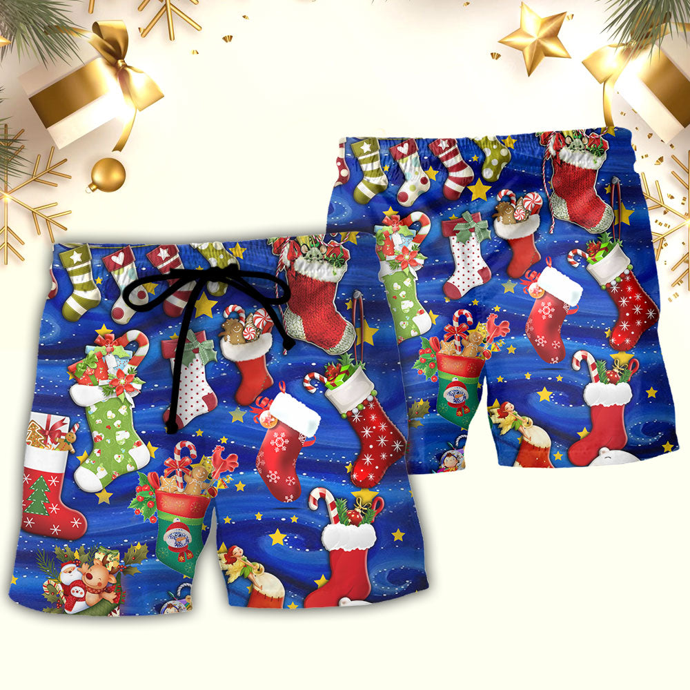 Socks Christmas Tree Merry Xmas Seasons Of Joy - Beach Short Reefox - Owls Matrix LTD