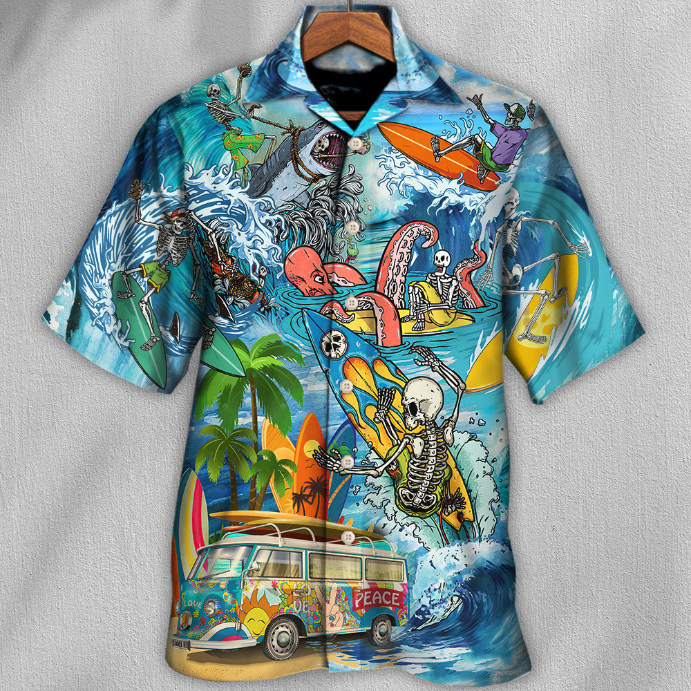 Hippie Live To Surf Skull Live Style - Hawaiian Shirt - Reefox