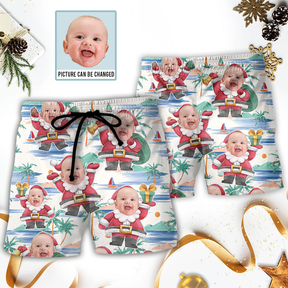 Christmas Santa Summer Beach Custom Photo - Beach Short Reefox - Owls Matrix LTD
